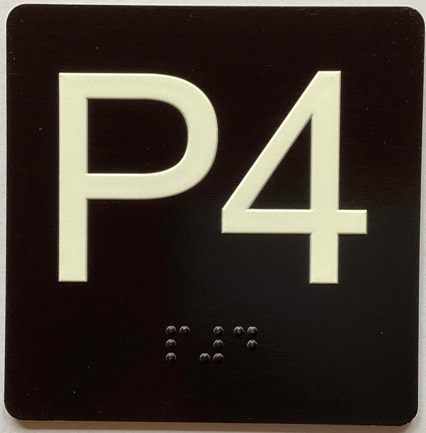 ELEVATOR FLOOR NUMBER THE LEXINGTON AVE LINE (P4-PARKING LEVEL 4) SIGN