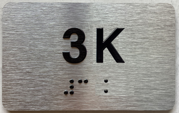 APT# 3K SILVER Braille Sign