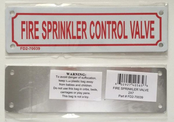 FIRE SPRINKLER VALVE -Fire Sprinkler Sign