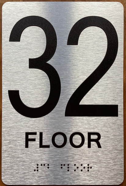 Floor 32 Sign with Raised Letters Safety Sign