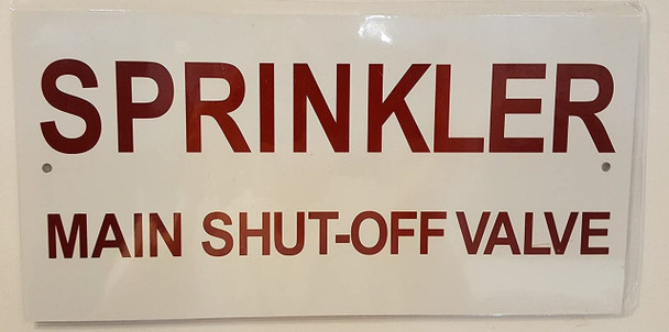 Sprinkler Main Shut-Off Valve Sign Aluminum