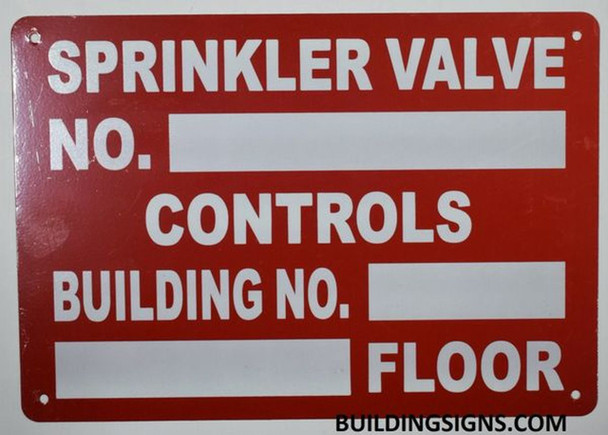 SIGNS SPRINKLER VALVE REGISTRATION NUMBER