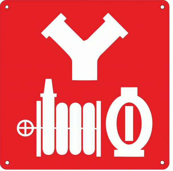 STANDPIPE CONNECTION SYMBOL SIGN- RED BACKGROUND