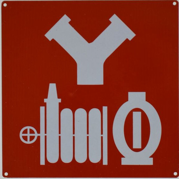 SIGNS STANDPIPE CONNECTION SYMBOL SIGN- RED BACKGROUND