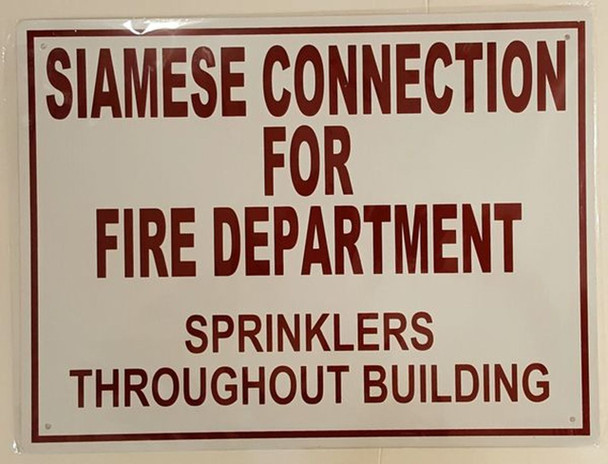 SIAMESE CONNECTION FOR FIRE DEPARTMENT SIGN