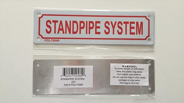 Standpipe System Sign (White Background,Aluminium 2X7)