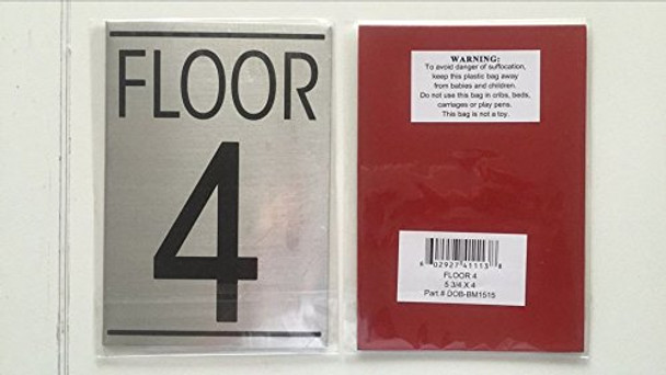 FLOOR NUMBER FOUR 4 SIGN -Delicato line