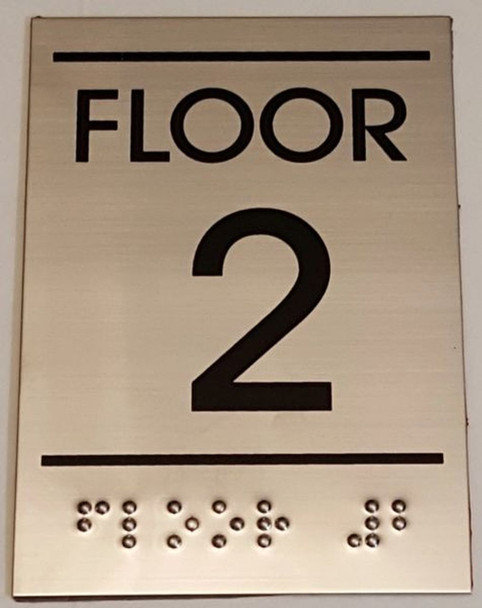 FLOOR NUMBER TWO (2) Sign -Tactile