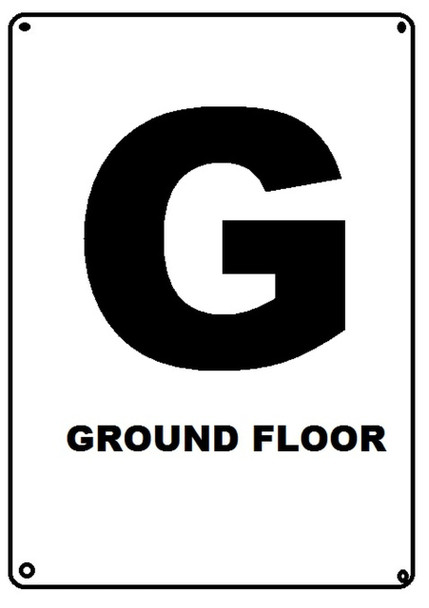 FLOOR NUMBER GROUND (G) SIGN -(White,
