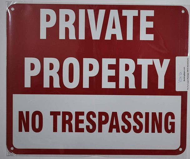 Private Property NO TRESPASSING Sign Sign (RED, Reflective, Aluminium 10x12)