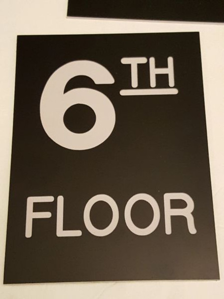 Floor number Six 6 sign Engraved Plastic