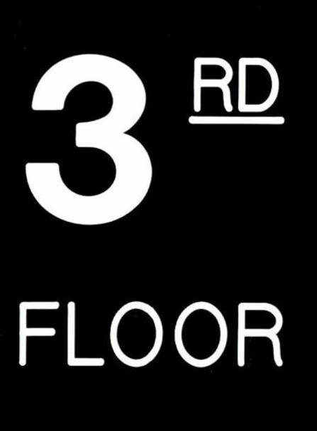 Floor number Three (3) sign Engraved