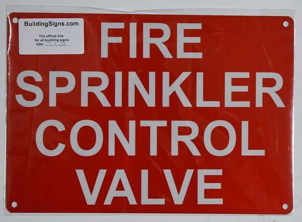 FIRE Sprinkler Control Valve Sign (Reflective !!!!!!! Red,Aluminum-Rust Free 7X10)
