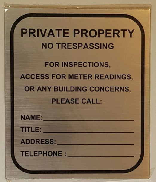 BUILDING ACCESS CONTACT SIGN– BRUSHED ALUMINUM