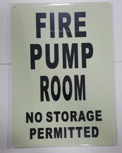 SIGNS FIRE PUMP ROOM NO STORAGE PERMITTED