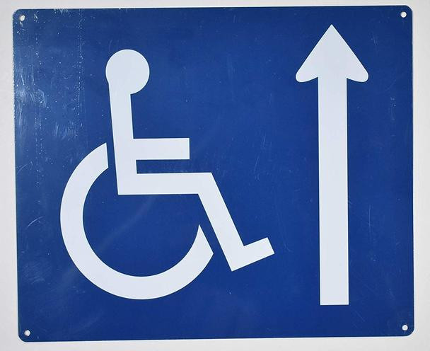 Wheelchair Accessible Sign with Ahead Arrow