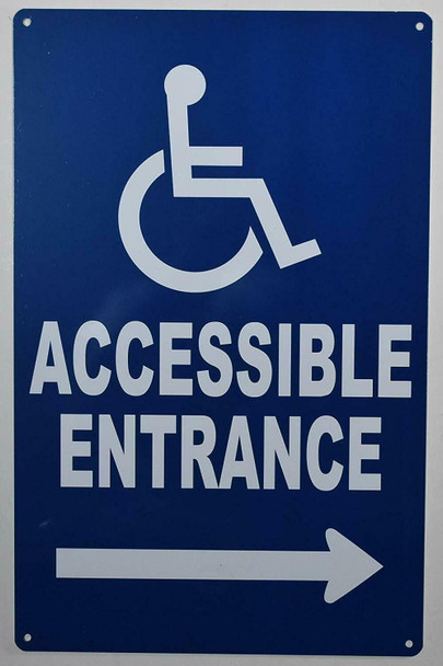 Wheelchair Accessible Entrance Right Arrow Sign