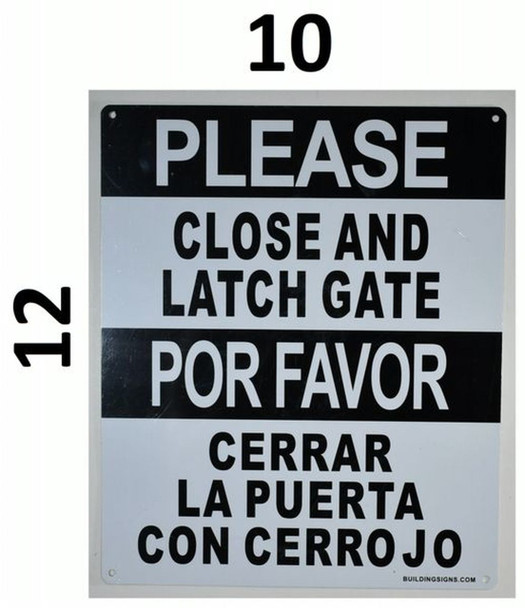 Please Close and Latch Gate Sign 10x12