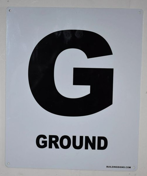 Ground Floor Sign (White, Rust Free