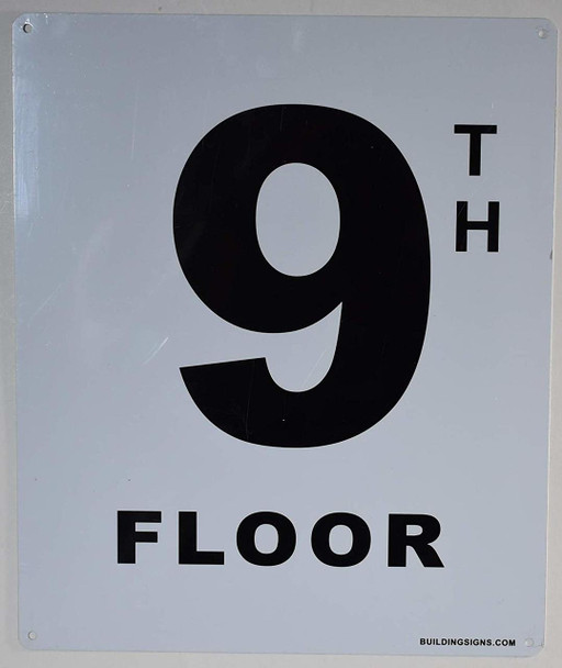 SIGNS 9th Floor Sign (White, Rust Free