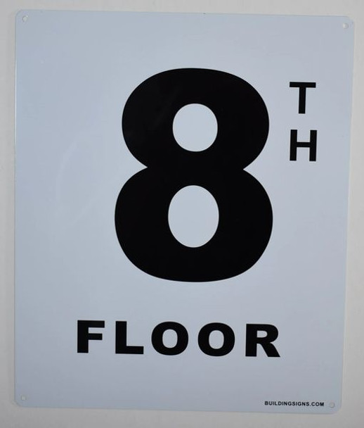 SIGNS 8th Floor Sign (White, Rust Free