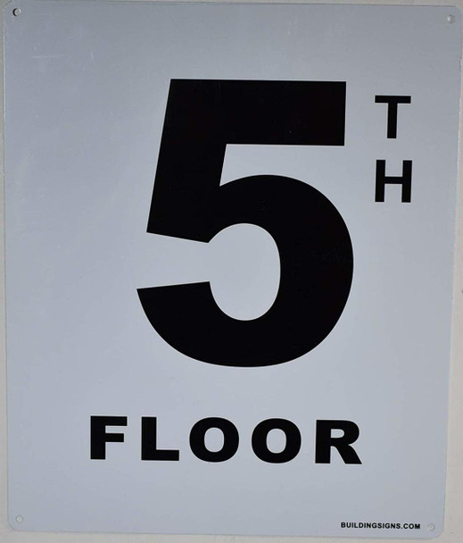 5th Floor Sign (White, Rust Free