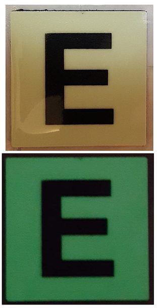 PHOTOLUMINESCENT DOOR IDENTIFICATION NUMBER E SIGN HEAVY DUTY / GLOW IN THE DARK