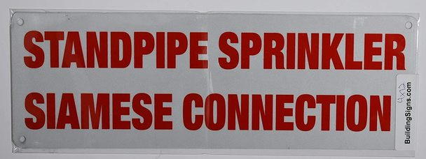 SIGNS Standpipe Sprinkler Siamese Connection Sign(White Reflective,Aluminium