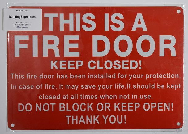 FIRE Door Keep Closed Sign (Reflective !!!!!!! Red,Aluminum 7X10)