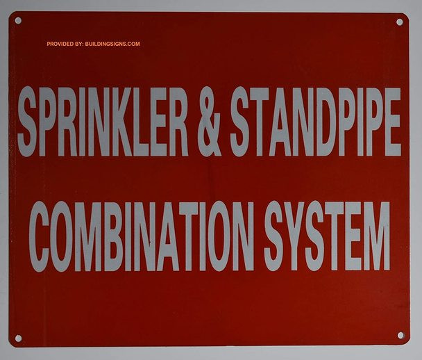 Sprinkler and Standpipe Combination System Sign (Aluminium Reflective, RED 10x12)