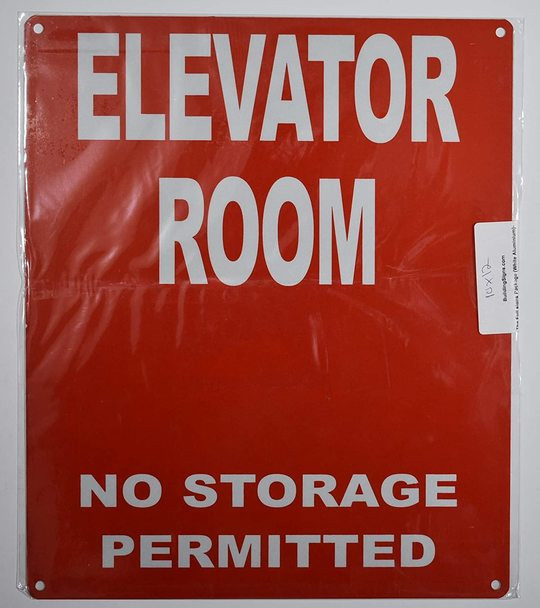 Elevator Room Sign (Red, Reflective, Aluminium