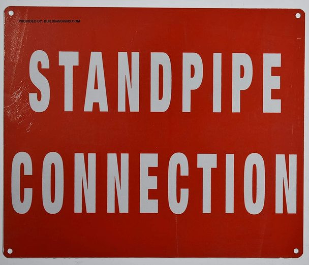 SIGNS Standpipe Connection Sign (Red, Reflective, Aluminium