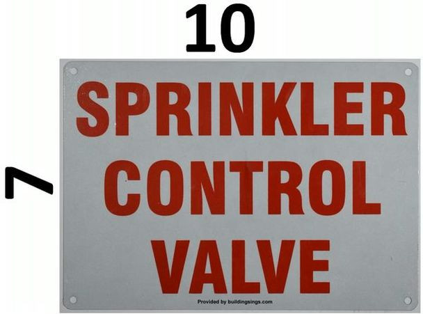 Sprinkler Control Valve Sign (White Background, Aluminium 10x7-Rust Free)