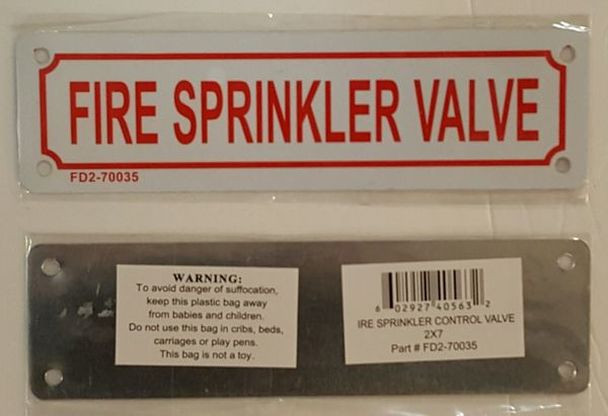 FIRE Sprinkler Control Valve Sign