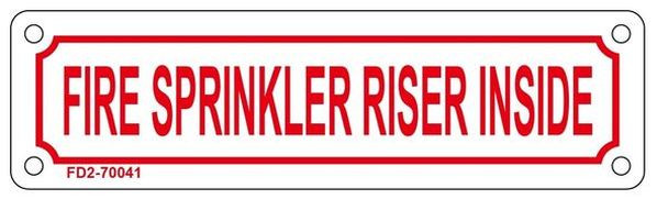 FIRE Sprinkler Riser Inside Sign (White,Aluminium,