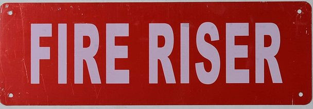 FIRE Riser Sign (RED Reflective, Aluminium