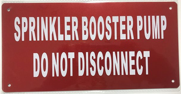 SIGNS Sprinkler Booster Pump Sign (Red Reflective,Aluminum