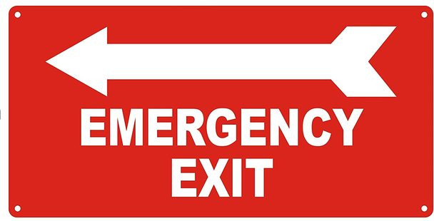 EMERGENCY EXIT WITH ARROW LEFT SIGN