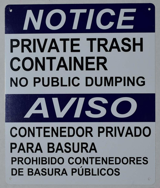 SIGNS Private Trash Container NO