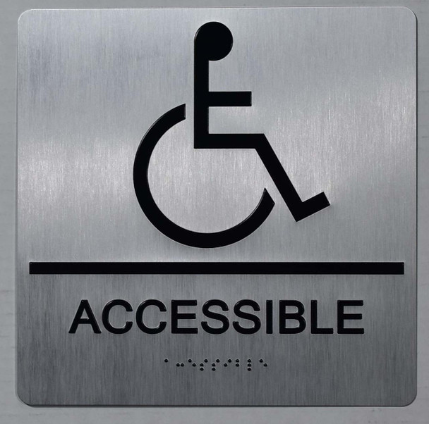 ACCESSIBLE Sign -Tactile Signs (Aluminium,Silver,Size 9x9)-The
