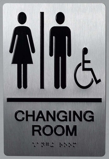 CHANGING ROOM ACCESSIBLE SIGN ADA SILVER