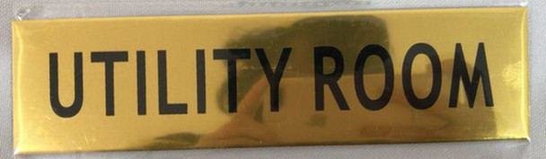 SIGNS UTILITY ROOM SIGN - GOLD ALUMINUM