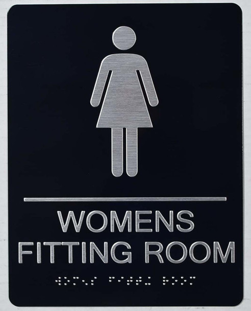 ada WOMEN’S FITTING ROOM ACCESSIBLE WITH SYMBOL BRAILLE SIGN
