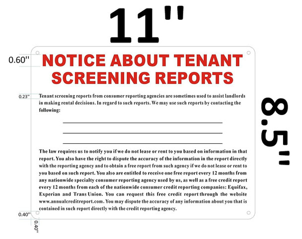 NOTICE ABOUT TENANT SCREENING REPORTS