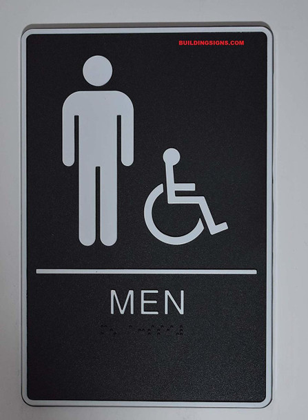 ADA Men Accessible Restroom Sign with Braille and Double Sided Tap