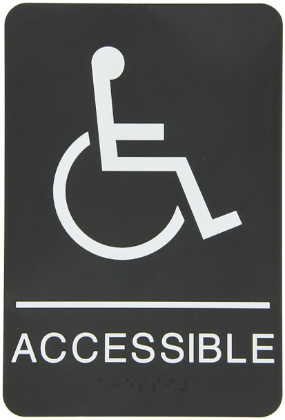 ADA Braille Tactile Sign, Legend"(Handicapped) ACCESSIBLE" with Wheelchair/Handicapped Graphic Sign