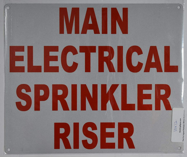SIGNS Main Electrical Sprinkler Riser Sign(White, Reflective,