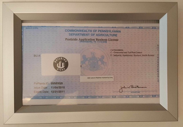 Business License Frame PA 8.5x5.5 (