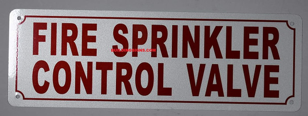 FIRE Sprinkler Control Valve Sign (White