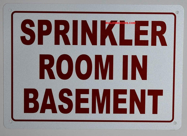 Sprinkler Room in Basement Sign, Engineer